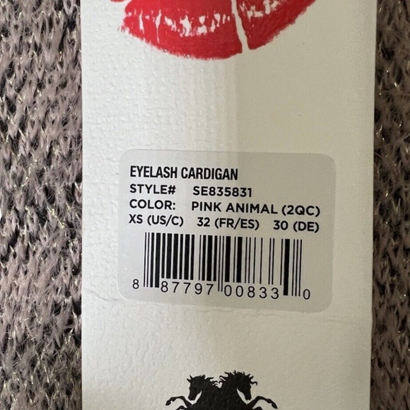 NWT WILDFOX Eyelash cardigan open long pink animal sz XS metallic comfy - Picture 5 of 8